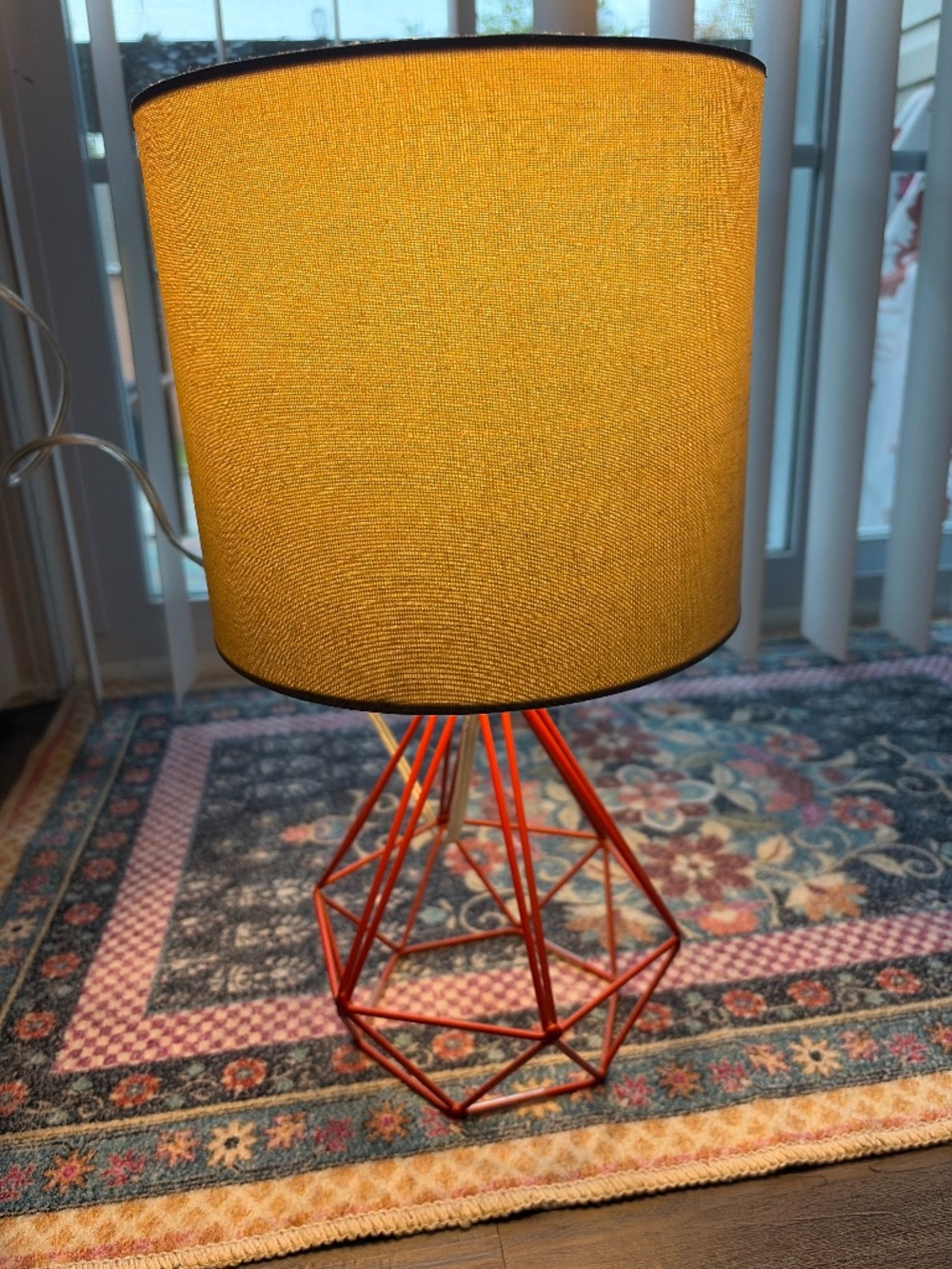 Terra cotta orange geometric lamp